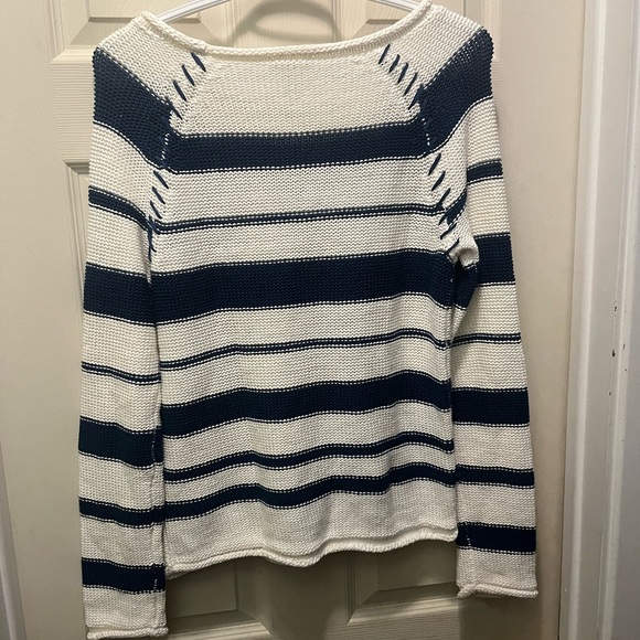 Paige womens xs navy and white nautical striped knitted sweater - Picture 2 of 5
